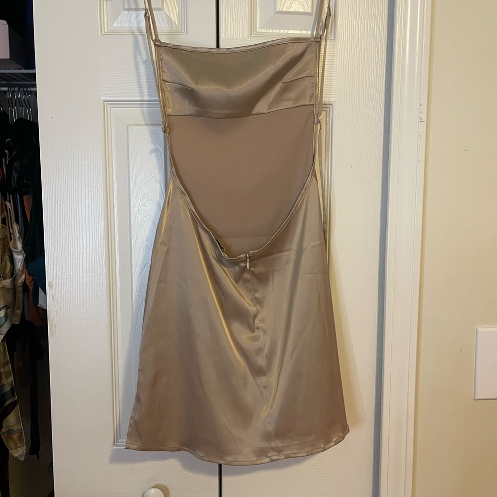 Gold slip dress open back